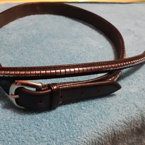 Classic silver clincher horse browband with black leather and matching belt - Picture 2 of 7